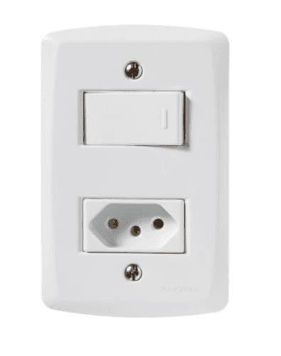 Conjunto Interruptor Simples + Tomada de Embutir Tramontina - 57145/064